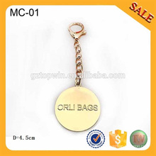 MC01 Custom zinc alloy metal hang tag for lady bag decoration